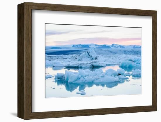 Vatnajokull glacier melting into Jokulsarlon lake, Iceland-Terry Whittaker-Framed Photographic Print