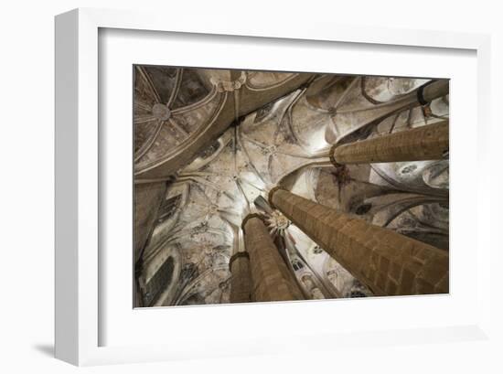 Vault in Santa Maria del Mar in Barcelona, Catalonia, Spain-null-Framed Art Print