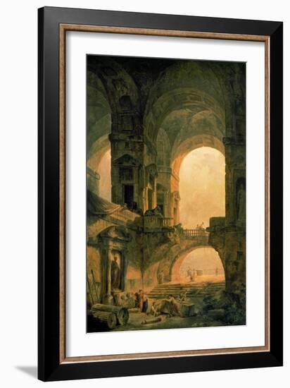 Vaulted Arches Ruin-Hubert Robert-Framed Art Print