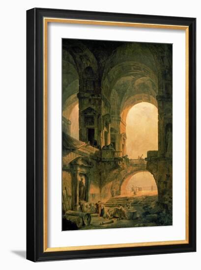 Vaulted Arches Ruin-Hubert Robert-Framed Art Print