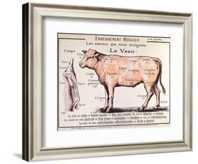 Veal: Diagram Depicting the Different Cuts of Meat-French School-Framed Giclee Print