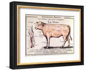 Veal: Diagram Depicting the Different Cuts of Meat-French School-Framed Giclee Print