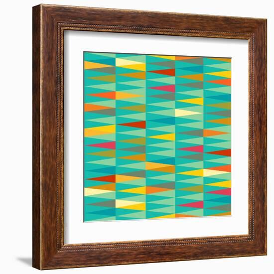 Vector Abstract Geometric Triangle Seamless Pattern in Tribal Style with Ethnic Motifs. Colorful En-babayuka-Framed Art Print