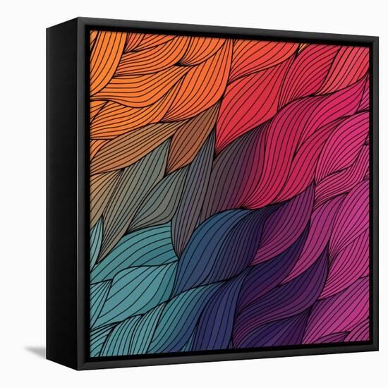 Vector Abstract Hand-Drawn Waves Texture, Wavy Background. Colorful Waves Backdrop.-Markovka-Framed Stretched Canvas