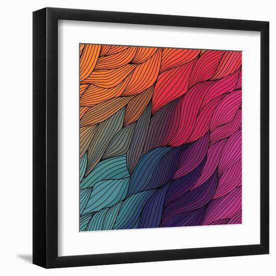 Vector Abstract Hand-Drawn Waves Texture, Wavy Background. Colorful Waves Backdrop.-Markovka-Framed Art Print