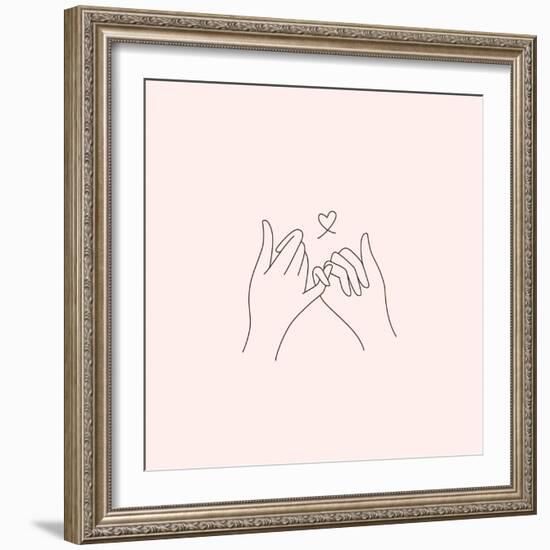 Vector Abstract Logo Design Template in Trendy Linear Minimal Style - Touching Hands - Tattoo Templ-venimo-Framed Photographic Print