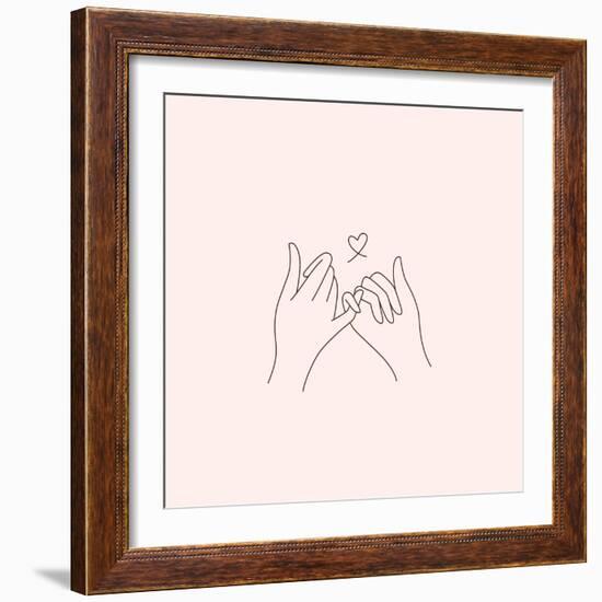 Vector Abstract Logo Design Template in Trendy Linear Minimal Style - Touching Hands - Tattoo Templ-venimo-Framed Photographic Print