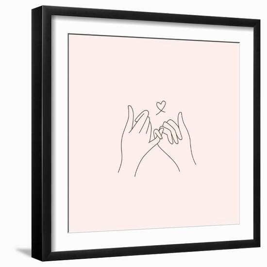 Vector Abstract Logo Design Template in Trendy Linear Minimal Style - Touching Hands - Tattoo Templ-venimo-Framed Photographic Print