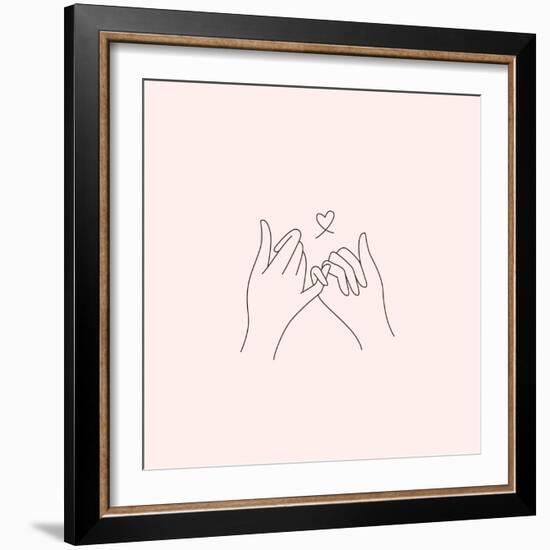 Vector Abstract Logo Design Template in Trendy Linear Minimal Style - Touching Hands - Tattoo Templ-venimo-Framed Photographic Print