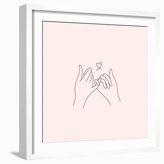 Vector Abstract Logo Design Template in Trendy Linear Minimal Style - Touching Hands - Tattoo Templ-venimo-Framed Photographic Print