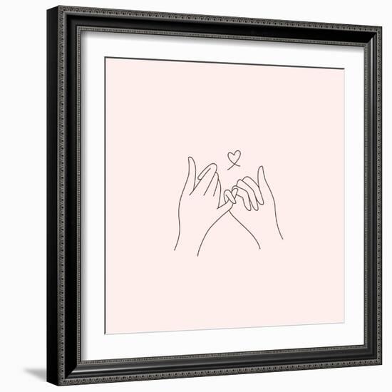 Vector Abstract Logo Design Template in Trendy Linear Minimal Style - Touching Hands - Tattoo Templ-venimo-Framed Photographic Print