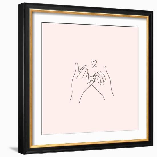 Vector Abstract Logo Design Template in Trendy Linear Minimal Style - Touching Hands - Tattoo Templ-venimo-Framed Photographic Print