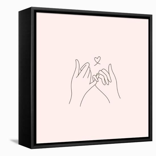 Vector Abstract Logo Design Template in Trendy Linear Minimal Style - Touching Hands - Tattoo Templ-venimo-Framed Premier Image Canvas