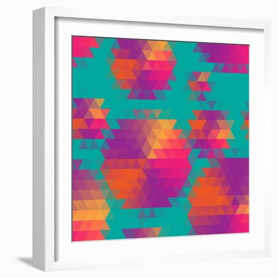 Vector Abstract Seamless Pattern with Mosaic Circles.-Olha Kostiuk-Framed Art Print