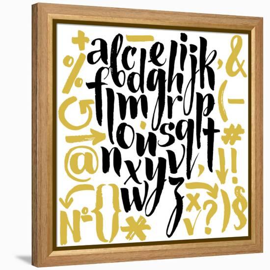 Vector Alphabet. Hand Drawn Letters. Letters of the Alphabet Written with a Brush.-veraholera-Framed Stretched Canvas