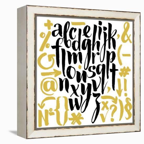 Vector Alphabet. Hand Drawn Letters. Letters of the Alphabet Written with a Brush.-veraholera-Framed Stretched Canvas