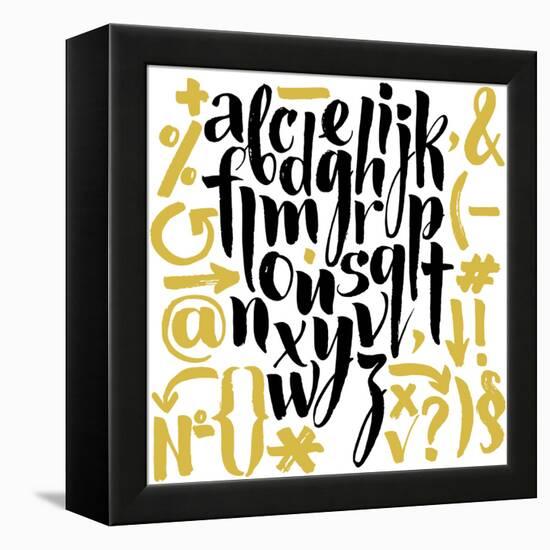 Vector Alphabet. Hand Drawn Letters. Letters of the Alphabet Written with a Brush.-veraholera-Framed Stretched Canvas