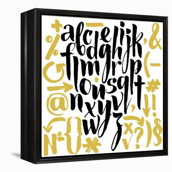 Vector Alphabet. Hand Drawn Letters. Letters of the Alphabet Written with a Brush.-veraholera-Framed Stretched Canvas