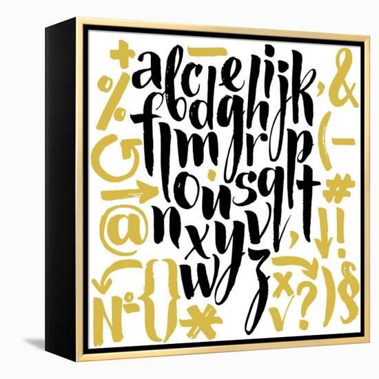 Vector Alphabet. Hand Drawn Letters. Letters of the Alphabet Written with a Brush.-veraholera-Framed Stretched Canvas