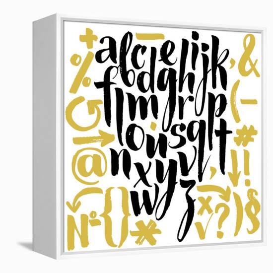 Vector Alphabet. Hand Drawn Letters. Letters of the Alphabet Written with a Brush.-veraholera-Framed Stretched Canvas