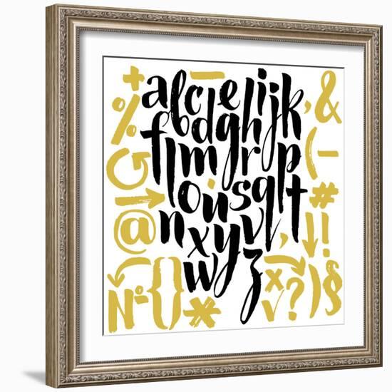 Vector Alphabet. Hand Drawn Letters. Letters of the Alphabet Written with a Brush.-veraholera-Framed Premium Giclee Print