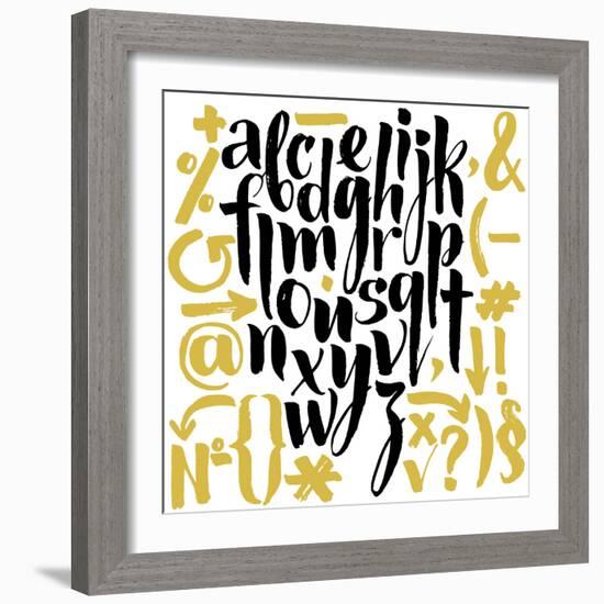 Vector Alphabet. Hand Drawn Letters. Letters of the Alphabet Written with a Brush.-veraholera-Framed Premium Giclee Print