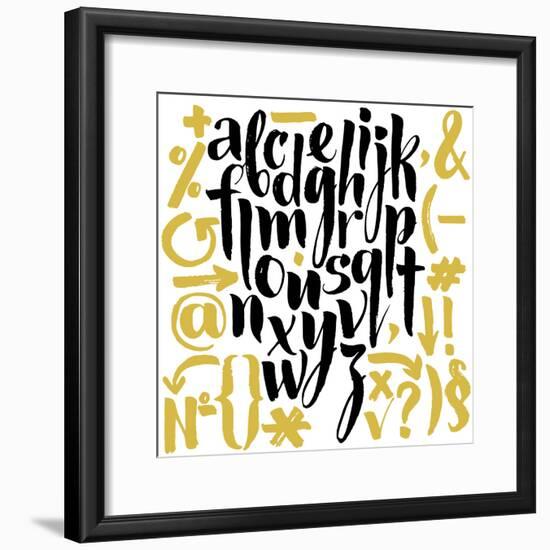 Vector Alphabet. Hand Drawn Letters. Letters of the Alphabet Written with a Brush.-veraholera-Framed Premium Giclee Print