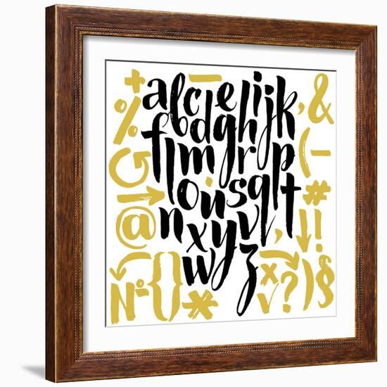 Vector Alphabet. Hand Drawn Letters. Letters of the Alphabet Written with a Brush.-veraholera-Framed Premium Giclee Print