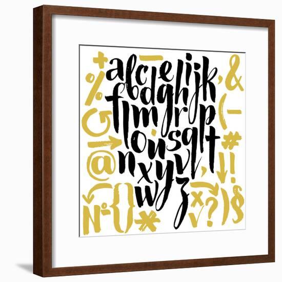 Vector Alphabet. Hand Drawn Letters. Letters of the Alphabet Written with a Brush.-veraholera-Framed Premium Giclee Print