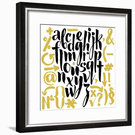 Vector Alphabet. Hand Drawn Letters. Letters of the Alphabet Written with a Brush.-veraholera-Framed Premium Giclee Print