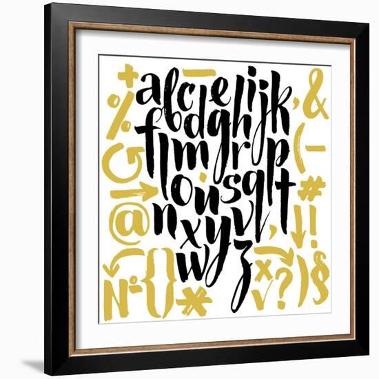 Vector Alphabet. Hand Drawn Letters. Letters of the Alphabet Written with a Brush.-veraholera-Framed Premium Giclee Print