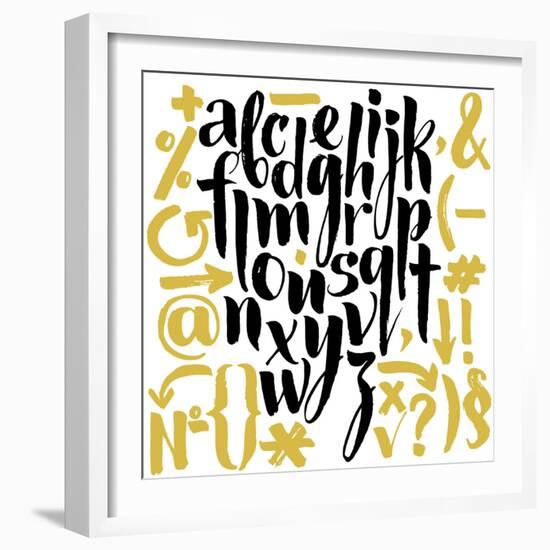 Vector Alphabet. Hand Drawn Letters. Letters of the Alphabet Written with a Brush.-veraholera-Framed Premium Giclee Print