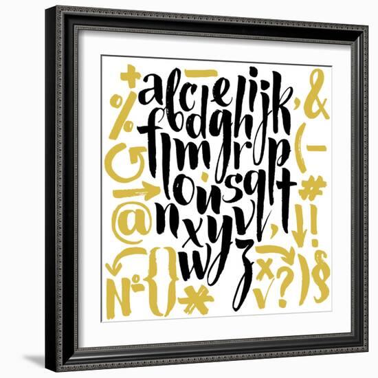 Vector Alphabet. Hand Drawn Letters. Letters of the Alphabet Written with a Brush.-veraholera-Framed Premium Giclee Print