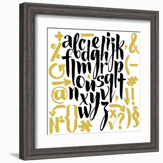 Vector Alphabet. Hand Drawn Letters. Letters of the Alphabet Written with a Brush.-veraholera-Framed Art Print