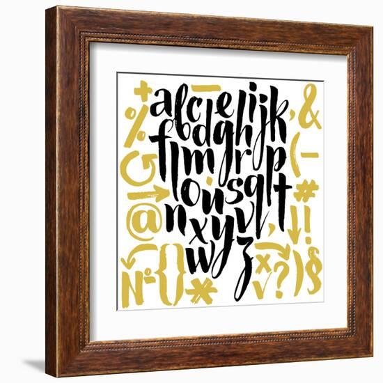 Vector Alphabet. Hand Drawn Letters. Letters of the Alphabet Written with a Brush.-veraholera-Framed Art Print