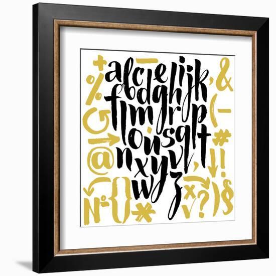 Vector Alphabet. Hand Drawn Letters. Letters of the Alphabet Written with a Brush.-veraholera-Framed Art Print