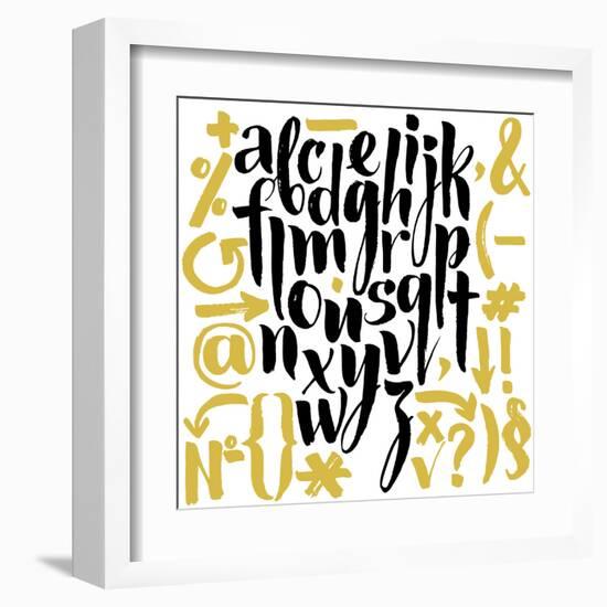 Vector Alphabet. Hand Drawn Letters. Letters of the Alphabet Written with a Brush.-veraholera-Framed Art Print