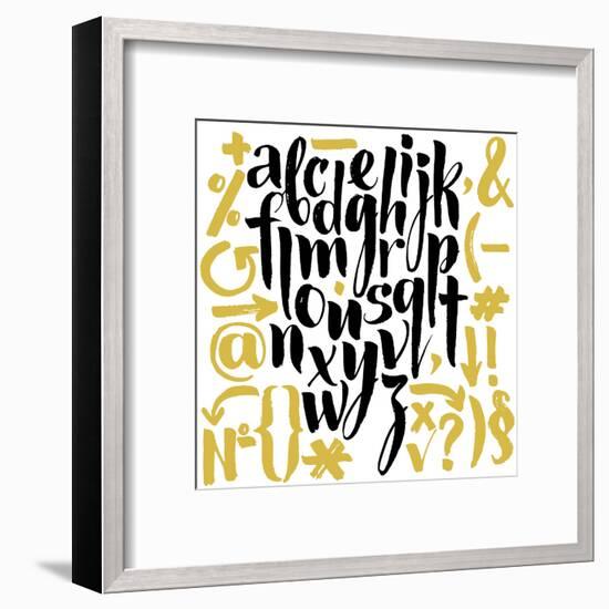 Vector Alphabet. Hand Drawn Letters. Letters of the Alphabet Written with a Brush.-veraholera-Framed Art Print