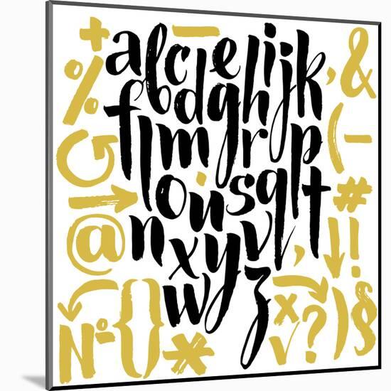Vector Alphabet. Hand Drawn Letters. Letters of the Alphabet Written with a Brush.-veraholera-Mounted Art Print
