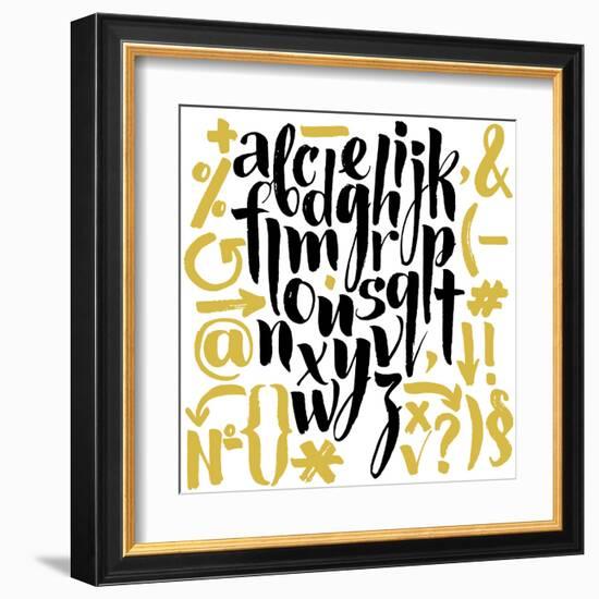 Vector Alphabet. Hand Drawn Letters. Letters of the Alphabet Written with a Brush.-veraholera-Framed Art Print