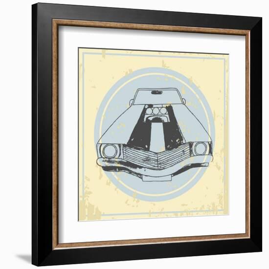 Vector American Muscle Car. Retro Car. Hand Drawn Car-RonAleksandra-Framed Art Print