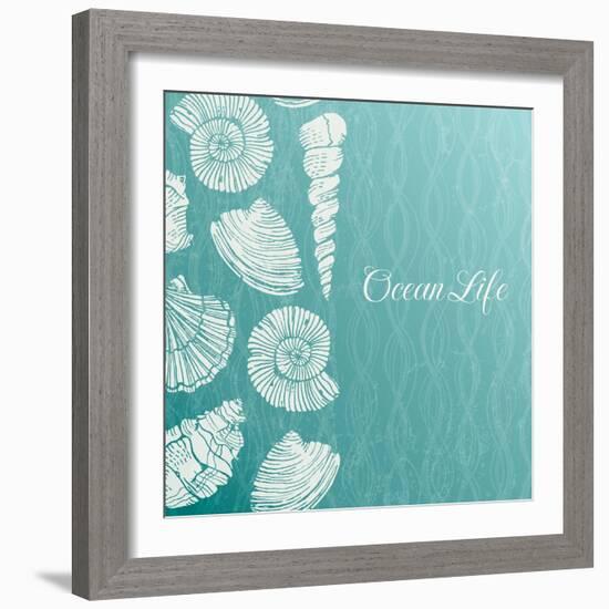 Vector Background with Sea Shells-evdakovka-Framed Art Print