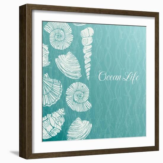 Vector Background with Sea Shells-evdakovka-Framed Art Print