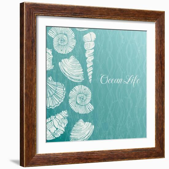 Vector Background with Sea Shells-evdakovka-Framed Art Print