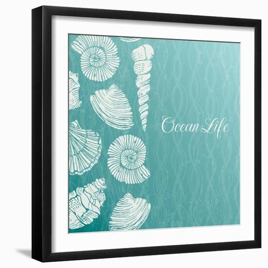 Vector Background with Sea Shells-evdakovka-Framed Art Print