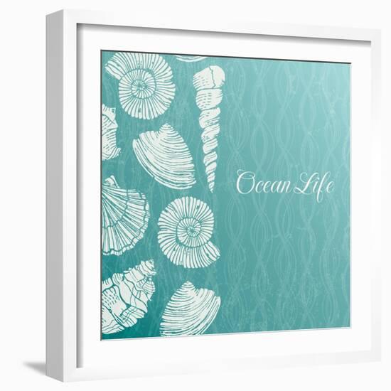 Vector Background with Sea Shells-evdakovka-Framed Art Print