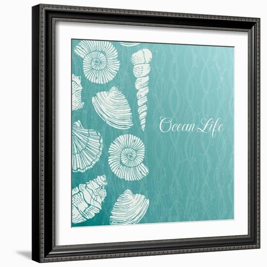 Vector Background with Sea Shells-evdakovka-Framed Art Print