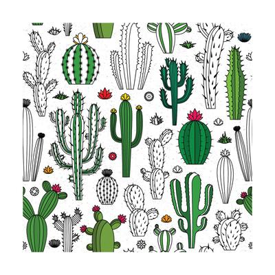 Vector Cactus Seamless Pattern Art Print Vlad Klok Art Com