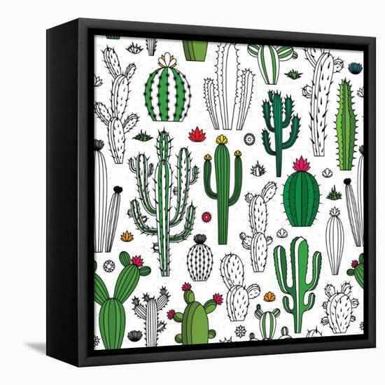 Vector Cactus Seamless Pattern-Vlad Klok-Framed Stretched Canvas