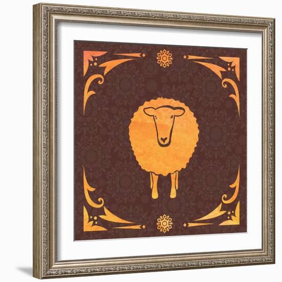 Vector Card with Sheep and 2015-kisika-Framed Premium Giclee Print